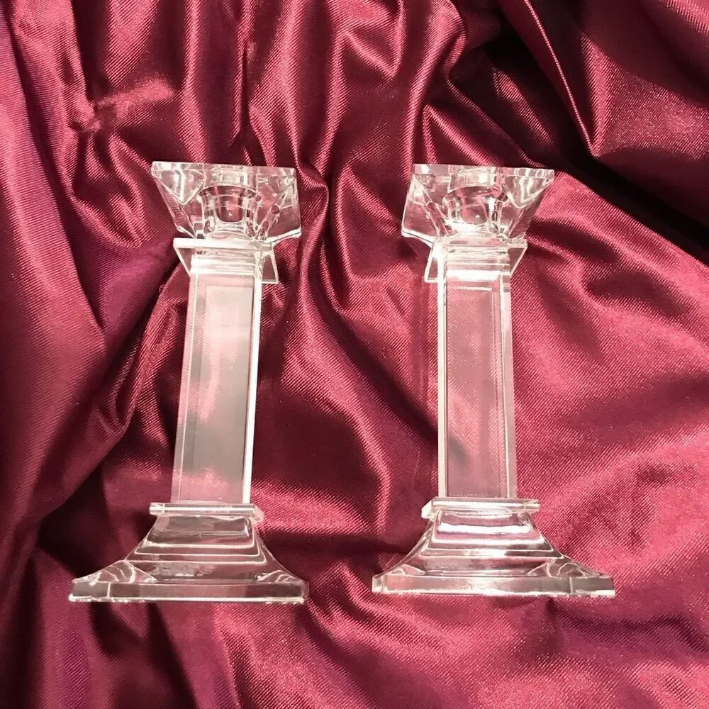 Mikassa Crystal Candlestick Holders Classic 6 inch pair 34‎